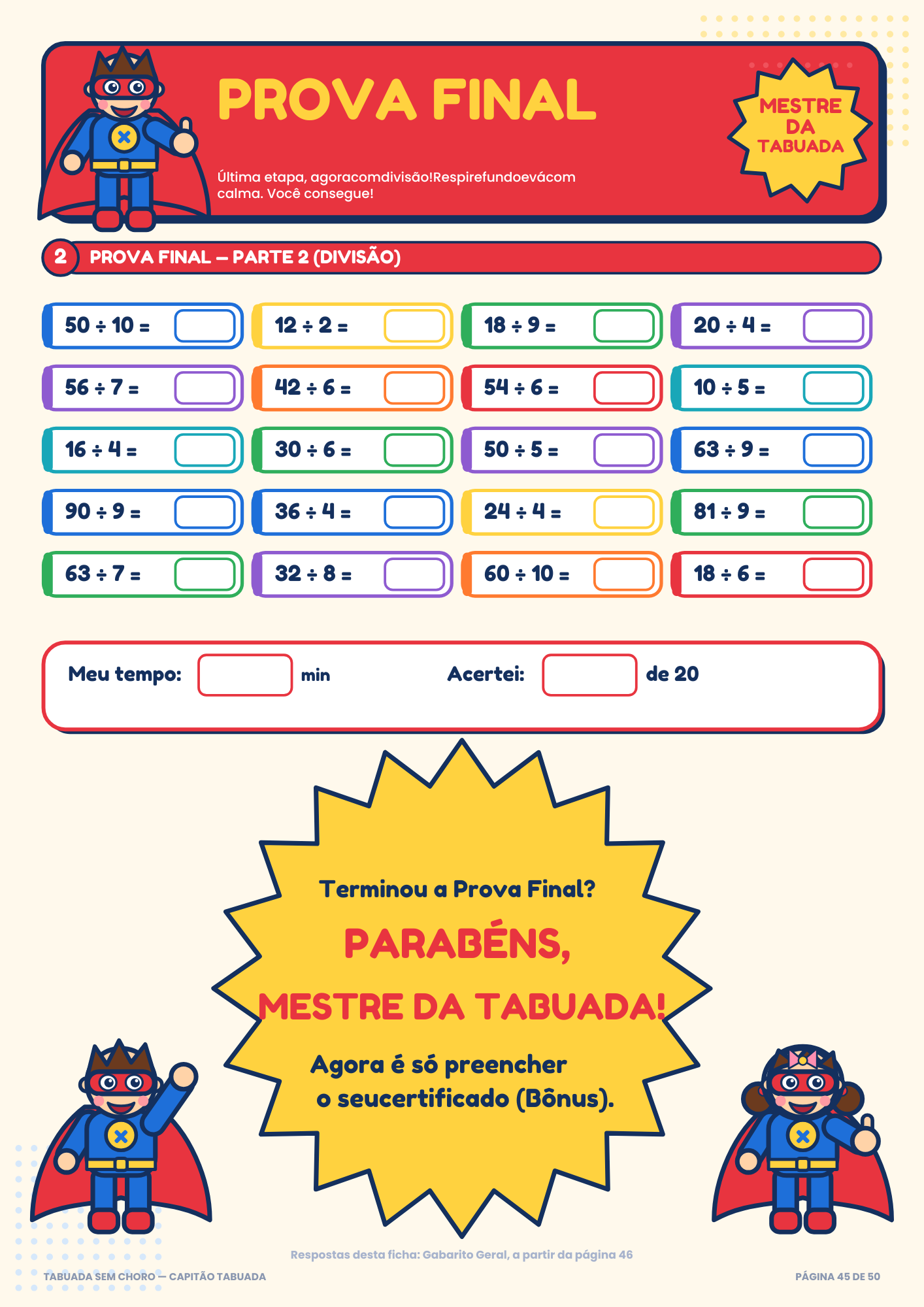 Prova Final do Mestre da Tabuada
